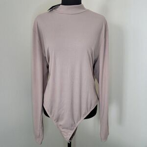 Just Polly Trendy Plus Long Sleeve Mock Neck Bodysuit